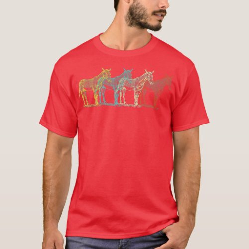 Mule Vintage Retro Donkey Horse Hybrid Lover 60s 7 T_Shirt