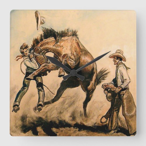 Mule Western Art by Will James Square Wall Clock