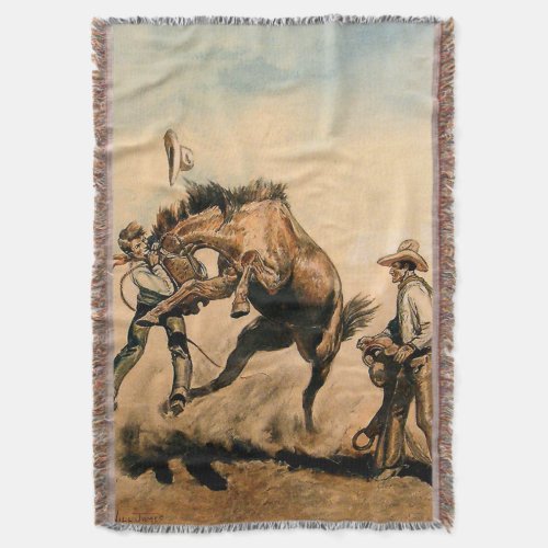 Mule Western Art by Will James Throw Blanket
