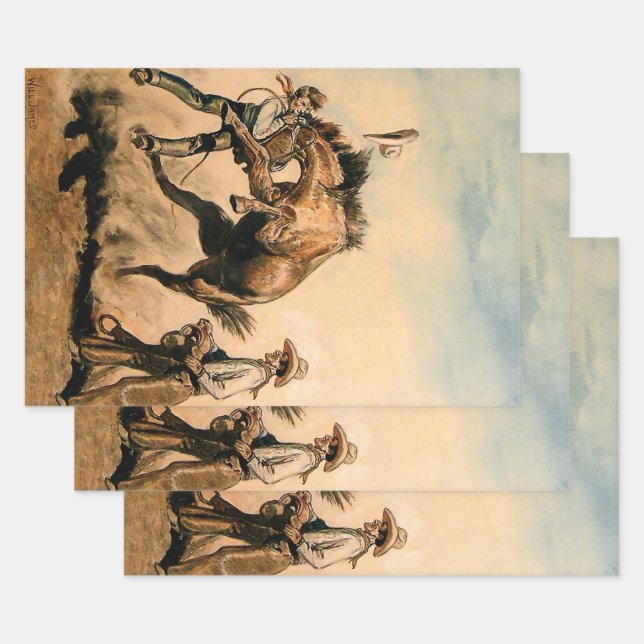 “Mule” Western Art by Will James Wrapping Paper Sheets (Set)