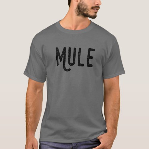 Mule With Curved Tail Letter M Dressed Up Mule T_Shirt