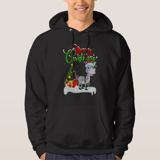 Mule   Xmas Decorations Santa Mule Christmas Hoodie (Front)