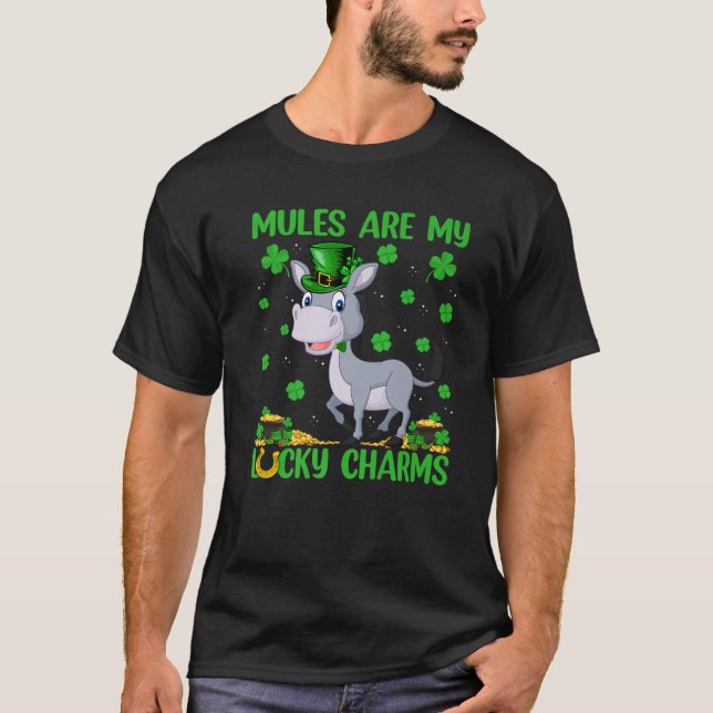 Mules Are My Lucky Charms Mule St. Patrick's Day T-Shirt (Front)