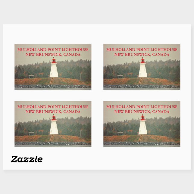 Mulholland Point Lighthouse, NB Canada Stickers (Sheet)