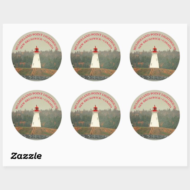 Mulholland Point Lighthouse, NB Round Stickers (Sheet)