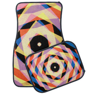 Mulicoloured striped diamond shapes backgroundjagg car floor mat