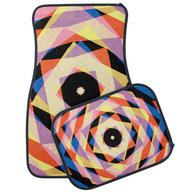 Mulicoloured striped diamond shapes backgroundjagg car floor mat (Set)