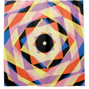 Mulicoloured striped diamond shapes backgroundjagg shower curtain