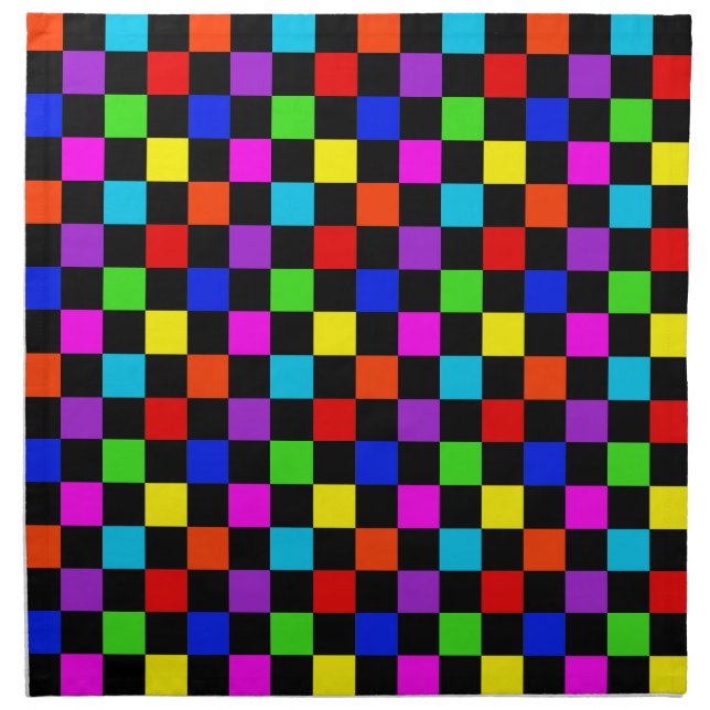 Mulit-colored Neon Checker Cloth Napkin (Front)