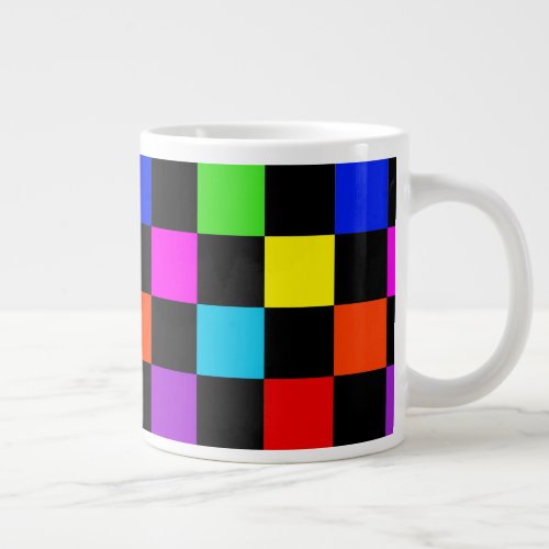 Mulit_colored Neon Checker Giant Coffee Mug