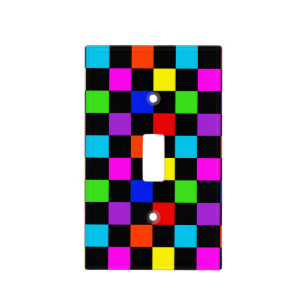 Mulit-colored Neon Checker Light Switch Cover