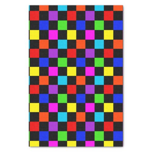 Mulit_colored Neon Checker Tissue Paper