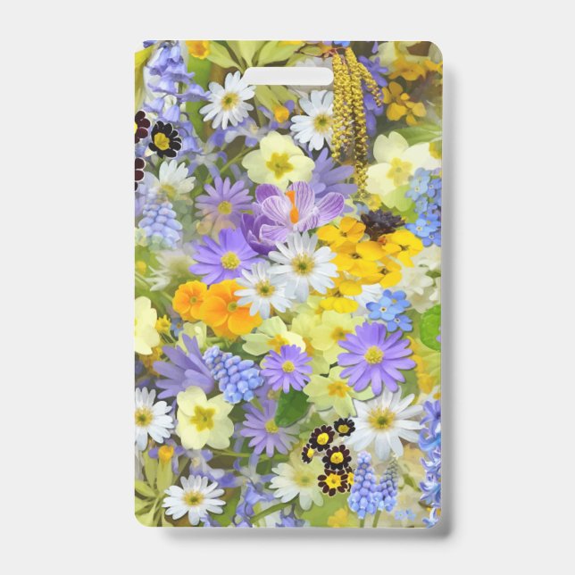 MULITCOLORED FLORAL BACKGROUND PATTERN BADGE (Front)
