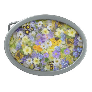 Mulitcolored Floral Background Pattern Belt Buckle by Awesoma at Zazzle