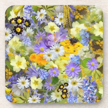 Mulitcolored Floral Background Pattern Beverage Co Beverage Coaster by Awesoma at Zazzle