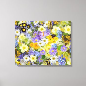 Mulitcolored Floral Background Pattern Canvas Print by Awesoma at Zazzle
