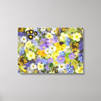 Mulitcolored Floral Background Pattern Canvas Print by Awesoma at Zazzle