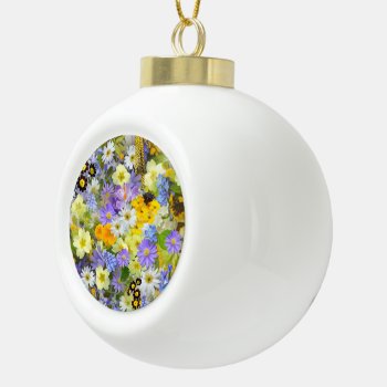 Mulitcolored Floral Background Pattern Ceramic Ball Christmas Ornament by Awesoma at Zazzle