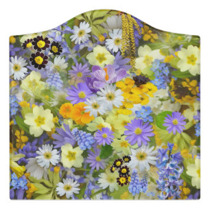MULITCOLORED FLORAL BACKGROUND PATTERN DOOR SIGN