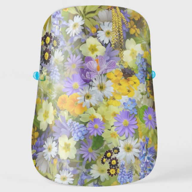 MULITCOLORED FLORAL BACKGROUND PATTERN FACE SHIELD (Front)