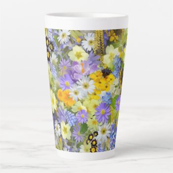 Mulitcolored Floral Background Pattern Latte Mug by Awesoma at Zazzle