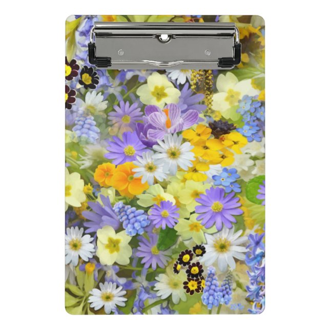 MULITCOLORED FLORAL BACKGROUND PATTERN MINI CLIPBOARD (Front)