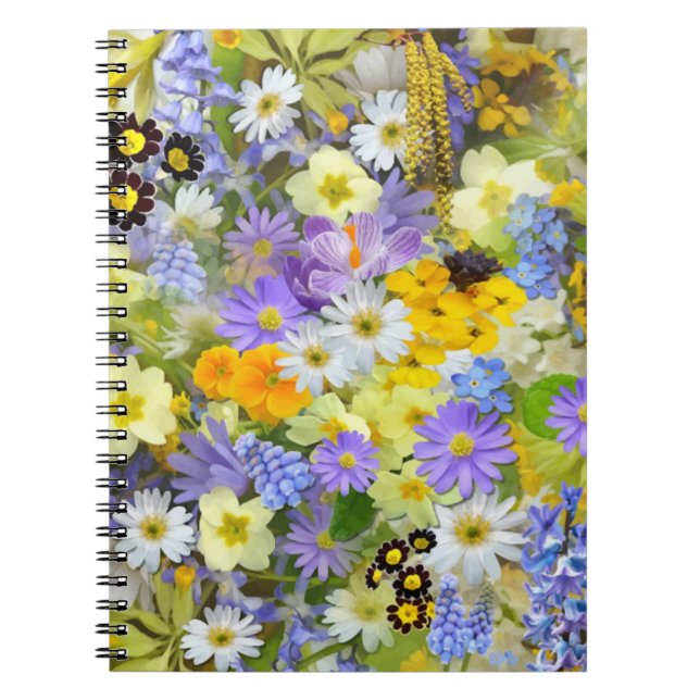 MULITCOLORED FLORAL BACKGROUND PATTERN NOTEBOOK (Front)
