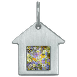 MULITCOLORED FLORAL BACKGROUND PATTERN PET ID TAG