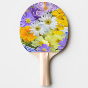 MULITCOLORED FLORAL BACKGROUND PATTERN PING PONG P PING PONG PADDLE