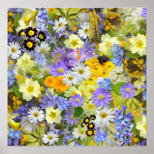 MULITCOLORED FLORAL BACKGROUND PATTERN POSTER