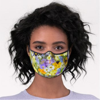 Mulitcolored Floral Background Pattern Premium Face Mask by Awesoma at Zazzle