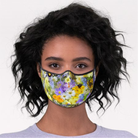 Mulitcolored Floral Background Pattern Premium Face Mask