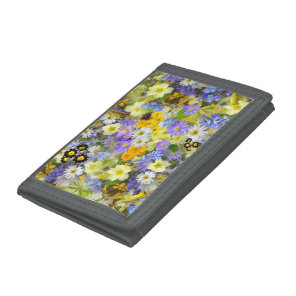 MULITCOLORED FLORAL BACKGROUND PATTERN TRI-FOLD WALLET