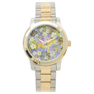 MULITCOLORED FLORAL BACKGROUND PATTERN WATCH