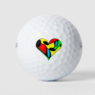 Mulitcolored Music Note Heart Pattern Golf Balls