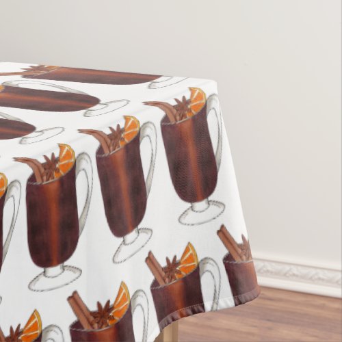 Mulled Red Wine Winter Drink Cinnamon Orange Tablecloth