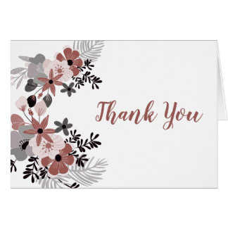 Mulled Wine and Blush Pink Floral Thank You Cards