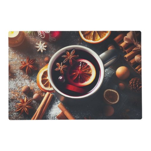 Mulled wine and winter condiments placemat