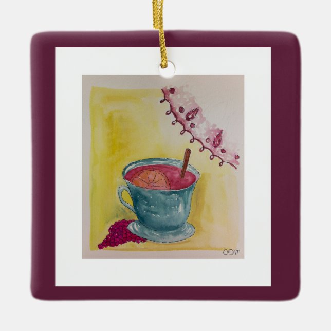 Mulled Wine Ceramic Ornament (Front)