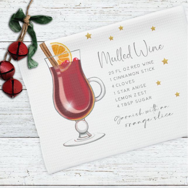 Mulled Wine Drink Holiday Christmas Recipe Kitchen Towel (Creator Uploaded)