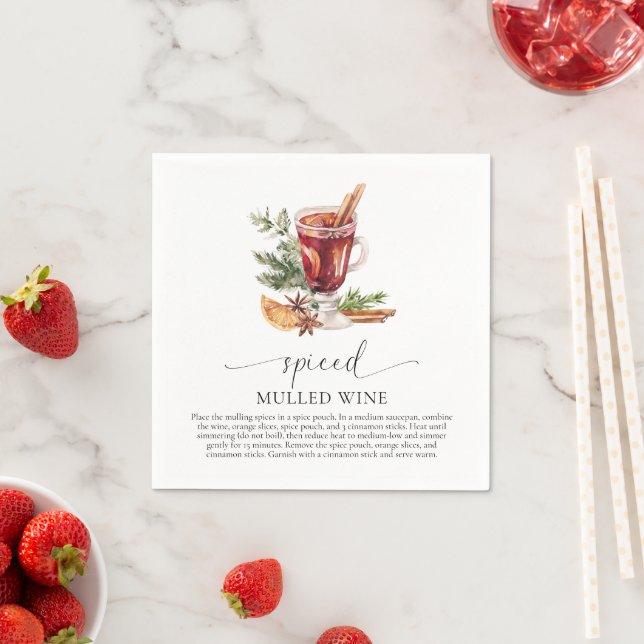 Mulled Wine Recipe Kit Christmas Napkins (Insitu)