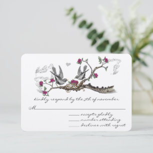 Mulled Wine Vintage Birds Wedding Invitations