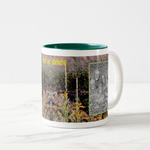 Mulleins Black Eyed Susan Flowers Add Your Photo Two_Tone Coffee Mug