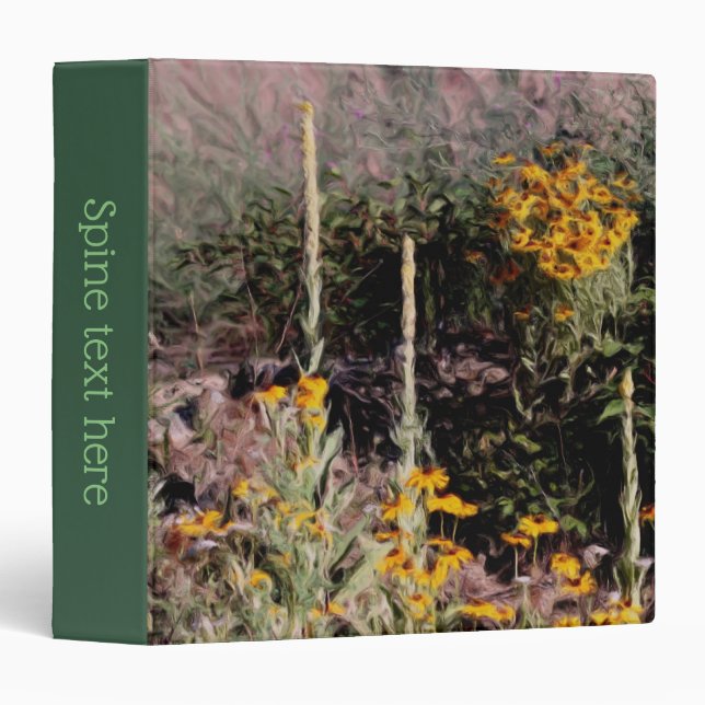 Mulleins Black Eyed Susan Flowers Art Personalized 3 Ring Binder (Front/Spine)