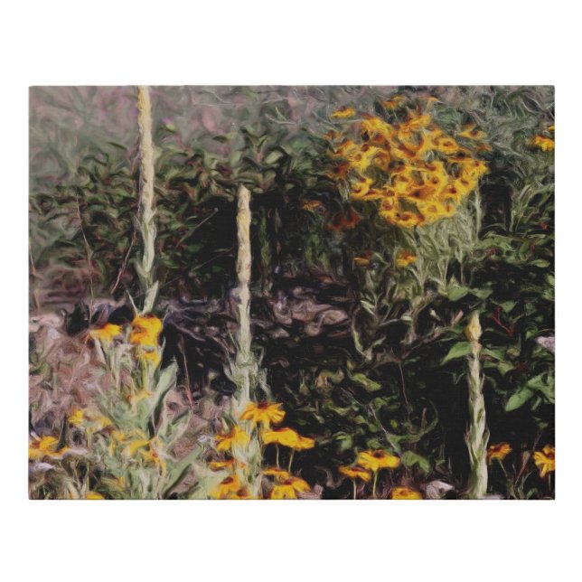 Mulleins Black Eyed Susan Flowers     Faux Canvas Print (Front)