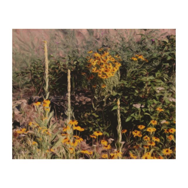 Mulleins Black Eyed Susan Flowers    Wood Wall Art (Front)