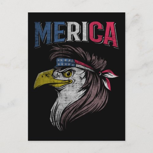 Mullet Eagle American Flag USA Redneck Bird 4th of Postcard