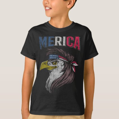 Mullet Eagle American Flag USA Redneck Bird 4th of T_Shirt