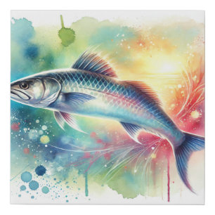 Mullet fish 041024AREF132 - Watercolor Faux Canvas Print