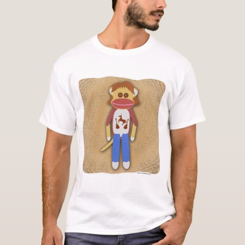 Mullet Funny Retro Teen Sock Monkey Character T_Shirt